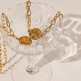 gold sun and moon paperclip chain necklace and bracelet - non tarnish -waterproof